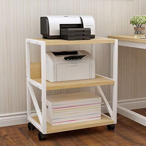 HDBCYUAZ 3-Tier Druckerständer for Fax, Scanner, Drucker, Bürobedarf-Kompakt und Mobile mit Rädern for Portable Storage(A)