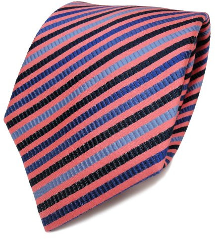 ohne Markenname Designer cravate en soie rosé bleu royal rayé - cravate en soie tie