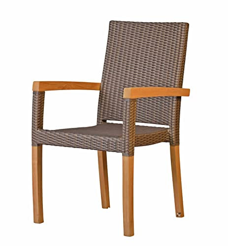 Kai Wiechmann Teak Stapelsessel massiv wetterfest Polyrattan Geflecht