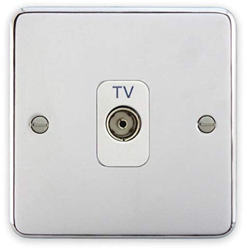 Deta 1940CHW Coaxial TV Aerial Socket 1 Gang Isolated Polished Chrome
