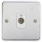 Deta 1940CHW Coaxial TV Aerial Socket 1 Gang Isolated Polished Chrome