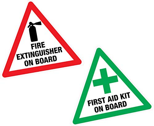 First Aid &extincteur à bord 2 x Sticker vinyle-étiquette-Taxi-Van-Bus