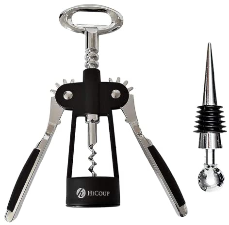 Abrebotellas Wing sacacorchos de HiCoup - Abrebotellas y abrebotellas Todo en uno Premium con tapón para Vino Extra en una Caja de Regalo de Lujo