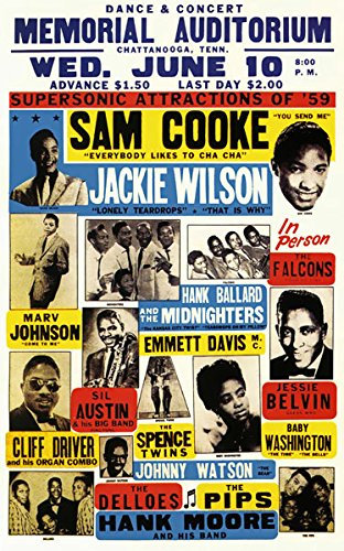 RR26 Vintage Sam Cooke Jackie Wilson Rock & Roll Concert Gig Band Advertisement Poster Print - A3 (432 x 305mm) 16.5 x 11.7