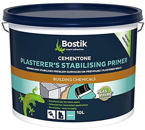 Bostik Plasterer’s Grit, Plaster Bonding Agent, No Mixing, Suitable For Interior Use, Easy to Apply, Colour: Green, 10L