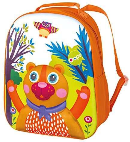 Bino Rucksack, Kinderrucksack ab 18 Monaten, (Kleinkind Rucksack mit buntem 3D Motiv im Bären-Design, verstellbare Tragegurte, ideal für Bücher und Spielzeuge, Maße: 26x32x11cm), Orange