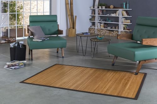 DE-COmmerce Tapis en Bambou Sensual Tapis en Bambou avec Bordure antidérapante 140 x 200 cm