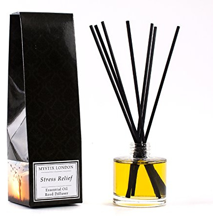 Mystix London Essential Oil Reed Diffuser | Stress Relief Blend | Natural Aromatherapy for Relaxation & Calm | Safe & Long-Lasting | 100ml Bottle