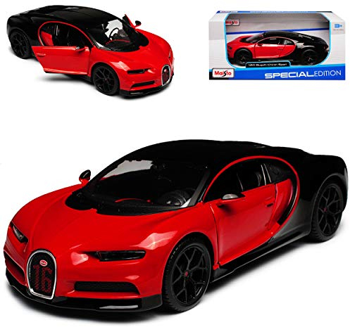 Bugatti Chiron Sport Coupe Rot mit Schwarz Ab Messe Genf 2018 1/24 Maisto Modell Auto