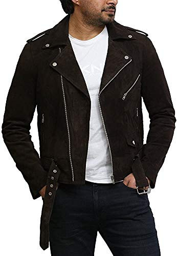 BRANDSLOCK Herren Bikerjacke aus echtem Rindsleder Brando - Braun - XX-Large