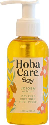 HobaCare 100% Pure Jojoba Oil Baby Care - Unrefined and Cold Pressed Body & Scalp Massaging Oil for Skin, Hair, and Nails - Helps to Fight Cradle Cap and Dry Skin (4.22 fl oz / 125 ml)