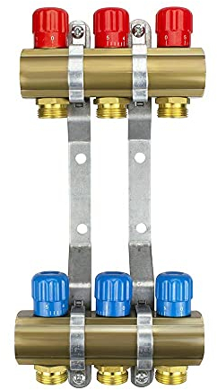Messing Heizkreisverteiler 2-12 fach Handbuch Verteiler Heizkreise Heizung (3 Heizkreise)