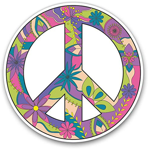 Vinyl-Aufkleber, 10 cm, Blumen-Friedenssymbol, Boho, Hippie-Aufkleber für Laptops, Tablets, Gepäck, Scrapbooking, Kühlschränke, 5181