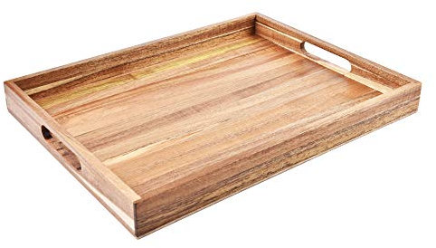 ZESPROKA - Bandeja rectangular de madera con asas