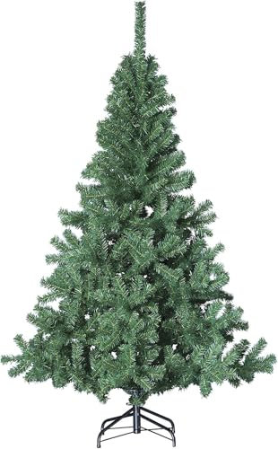 TIENDA EURASIA® Árbol de Navidad - Árboles de Navidad Artificiales - Soporte de Pie Plastico - Medidas 90-210 cm - Colores Verde y Blanco - Fácil Montaje - Embalaje en Caja (Verde, 150CM)