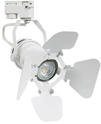 LEDKIA LIGHTING - 3-Phasenstromschiene Strahler Kuranga | 360º Drehbar | Aluminium für Langlebigkeit | GU10-Fassung (Glühbirne nicht enthalten) | Ideal für Galerien & Geschäfte, Weiß, Aluminium