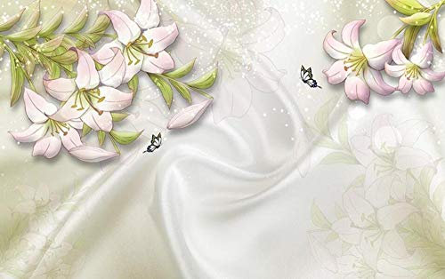 Papier Peint Panoramique Soie De Fleur De Lys Papier Peint Intissé 3D Tapisserie Poster Murale Décoration Chambre Salon -LIWALLPAPER- 350cmx256cm