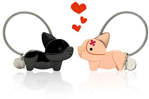 EQLEF Pärchen Schlüsselanhänger, niedlichen Schlüsselring Magnetic Love Schlüsselbund mit Geschenkbox Aluminiumlegierung Paar Schlüsselbund Geschenke für Freund Freundin (Corgi)