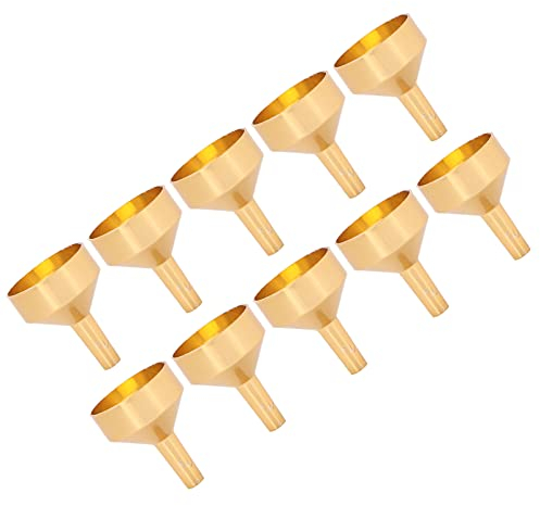 Imbuto piccolo in metallo, imbuto minuscolo facile da pulire per il trasferimento di profumi cosmetici per il riempimento di bottiglie(Imbuto d'oro)