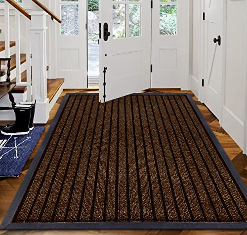 B&B Rubber Door Mats Outdoor Heavy Duty Waterproof Pvc Backing Non Slip Muddy Paws Dirt Grabber Barrier Washable Door Mat For Front Entrance Welcome Matt (80 x 150 cm - Runner Rug, Brown)