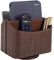 RHCSZ Brauner 360 Grad drehbarer TV-Fernbedienungshalter/-halter, Leder-Schreibtisch-Organizer für Büro und Zuhause, Möbel-Dekoration, Aufbewahrungsbox (dunkle Holzmaserung)