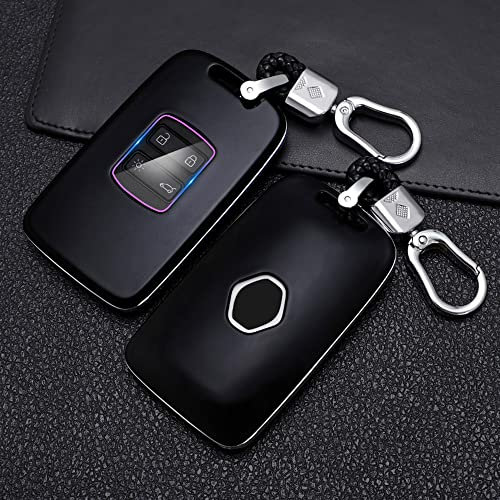 SILUOHAKE Voiture Clé Étui Coque de clé Résistant à l'usure et aux Chutes Compatible avec Renault Koleos Kadjar Megane Captur Espace Accessoire clé de Voiture(Noir)