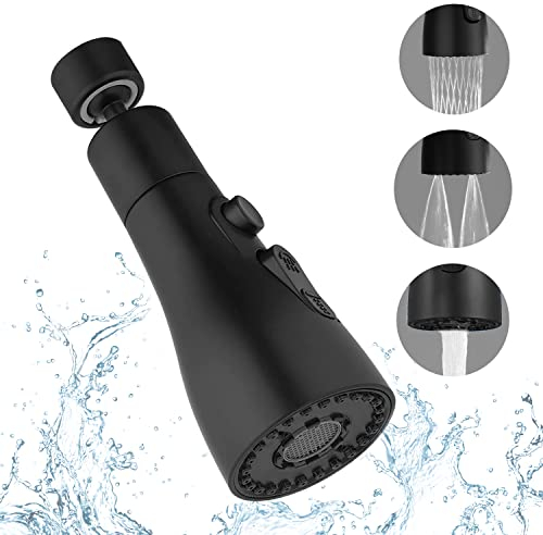 JINYOMFLY Douchette Robinet Cuisine Noir, 3 Modes Embout pour Robinet de Cuisine, Douchette pour Cuisine, Robinets Douchette Cuisine, Rallonge Robinet, avec 9 Adaptateur (Noir)