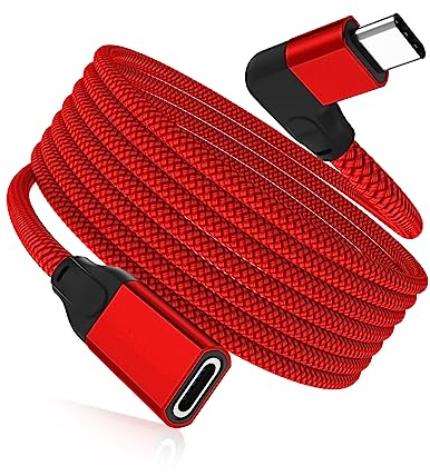 RUXELY USB C Verlängerungskabel 2M,Winkel Typ C 3.1 Gen2 10Gbps Buchse auf Stecker Adapter,Winkelstecker PD Power Thunderbolt 3 Extension Cable für Macbook Mac,iPad 8 Air 5,iPhone 13 14,Steam Deck