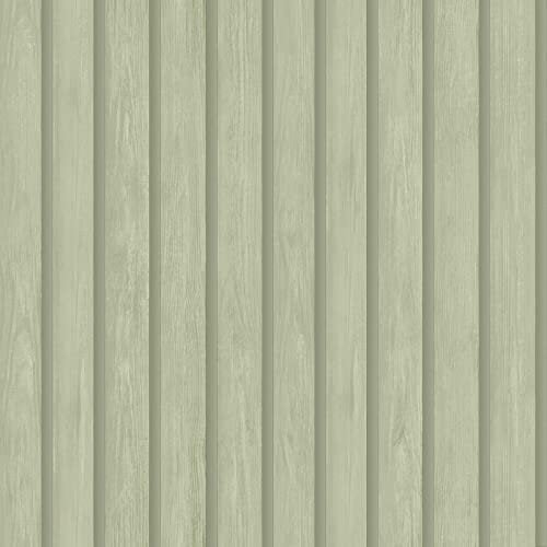 Holden Wood Slat Wallpaper Wooden Slats 3D Effect Soft Green 13300