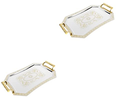 Cabilock 2 Pz Casa Colonica Rettangolare Rustico Antipasti Maniglia Matrimonio Profumo Servizio Condimenti Maggiordomo Spuntino Cena Centro Piatto Vassoi Da Cucina Acciaio Con Piatto