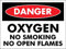 Warnschild Gefahr Sauerstoff Rauchen Verboten Keine Offenen Flammen Personalisierte Metallschild Retro Blechschilder 20X30Cm, Warnmarkierung