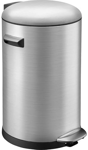 PROREGAL Retro Treteimer mit markanten Griffen und Kugelkappe | 20 Liter, HxØ 48,5x29,2cm | Kunststoff-Inneneimer | Silber