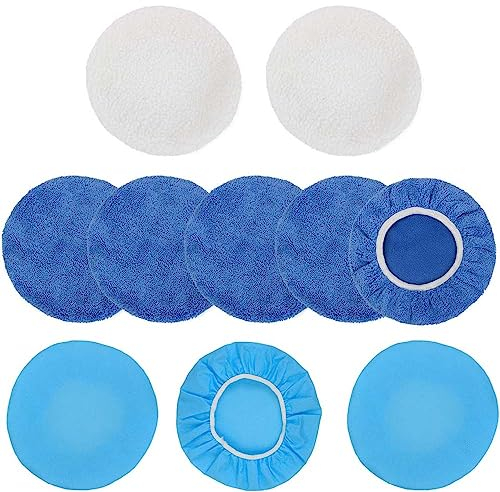 10 Stück Auto-Polierpads, 22,9–25,4 cm, weiche Mikrofaser-Polierhauben, Polierwachspuffer-Pads, Abdeckung, Poliermaschinen-Abdeckung, Motorhauben-Polierer, Stoßstangenpuffer