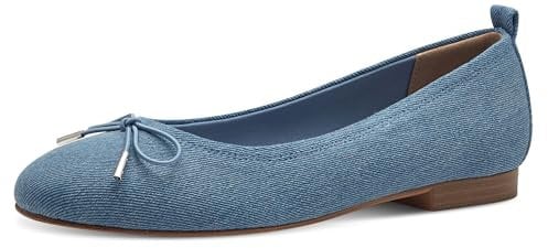Tamaris Damen Klassische Ballerinas, Frauen Flats,Pumps,Halbschuhe,Sommerschuhe,Slipper,Ballerina-Schuhe,Ballett-Schuhe,flach,Denim,36 EU