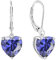 JO WISDOM Damen Hängende Ohrringe Herz Silber 925 mit 3A Zirkonia Kristall Dezember Geburtsstein Tansanit Farbe,Schmuck für Frauen