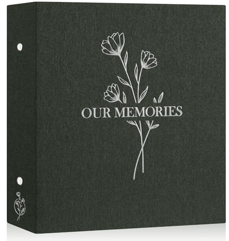 Lanpn Fotoalbum 10x15 600, Großes Leinen OUR MEMORIES Einstecken Einsteckalbum für Hoch und Querformat Fotos Bilder Grün