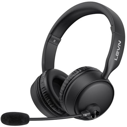 LEVN Bluetooth Headset with Microphone, Wireless Headset with Mic & Mute Button, 60 Hrs Working Time Noise Cancelling Bluetooth 5.3 Multipoint Connect to Cell Phone/Mobile/Laptop/Tablet/PC