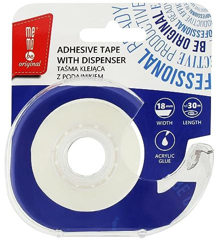 memobe Amex Klebeband - Transparente Allzweckband - Schule Büro Arbeit - Klebefilm beständig haltbar - klarer Tesafilm mit Akrylkleber - Mehrzweck Klebe Rollen - 18mm x 30m mit Blisterschale