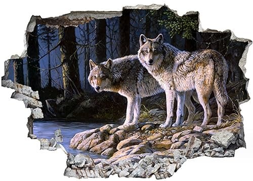 Weißer Wolf Selbstklebender Wandtattoo Aufkleber Für Wand Piercing, Wohnzimmer, Schlafzimmer, Bett, Zimmer Dekoration Wandtattoo, Tv Hintergrund Wand 40,60cm