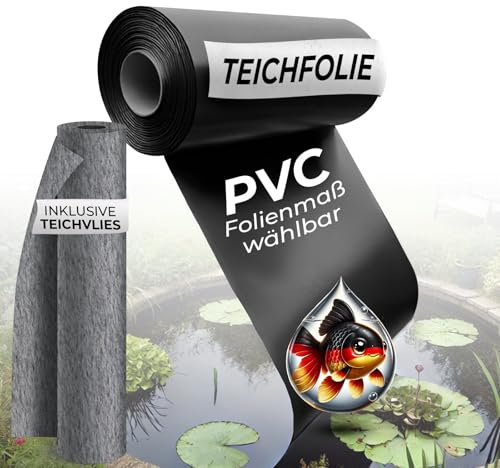 Black Forest Pond Shop Teichfolie mit Vlies | Teichfolie 8 x 10 m | Teichfolie 1mm PVC Schwarz mit Teichvlies 300g/m² für Teich, Gartenteich, Schwimmteich – Made in Germany | Teichfolie 10 x 8 m