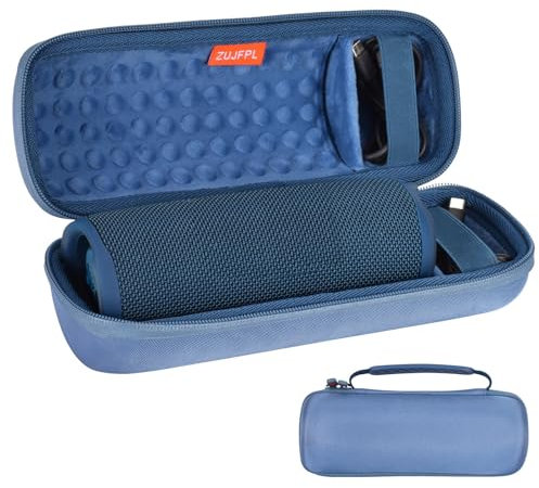 ZUJFPL EVA Hard Case for JBL Flip7/6/5 Waterproof Portable Bluetooth Speaker, Fit for JBL Flip 4 Premium Travel Protective Carrying Storage Bag.Fits USB Cable and Charge(Blue Case+Inside Blue)