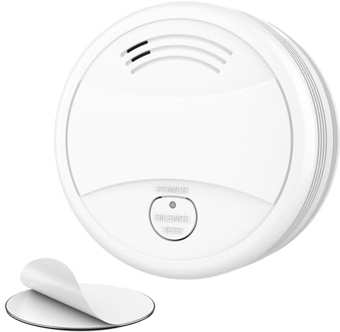 CPVAN Rauchmelder ohne Blinkende LED mit Magnethalterung, Feuermelder 9V Block Alkaline Batterie Austauschbarer, Entspricht der Europäischen Norm EN14604 Brandmelder,1er Set