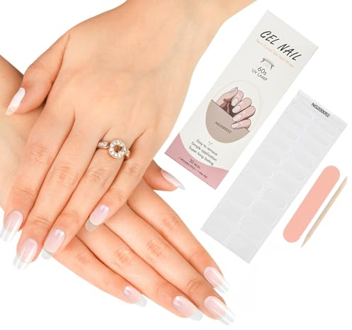 ZAHRVIA Halb Ausgehärtete Gel Nagelfolien Transparent Klar Glänzend Einfarbig Gel Nagel Aufkleber, Halbgehärtete Nagelfolie, Nagelaufkleber Nagelsticker Nageldesign Wraps (20 Aufkleber)