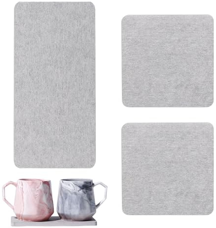 3 pcs Water Absorbent Diatomite Mat, Diatomaceous Earth Stone Dish Drying Mat, Bathroom Water Absorbing Stone Tray Used for Hand Soaps & Plants & toiletries in The Modern Home (White)(grey)