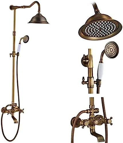 Duschsysteme Antikes Messing-Doppelgriff-Wandmontage-Badezimmer-Duscharmatur-Set mit Duschablage Badezimmer-Duschmischer-G01, J02, Duschen