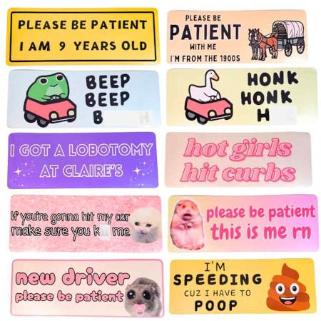 Lustiger Auto-Stoßfänger-Magnet, lustig, magnetische Magnete, Aufkleber, Streich für Autos, LKW, Erwachsene, heiße Mädchen, Schlag-Bordsteine, neuer Fahrer, bitte seien Sie geduldig, Piepton, Hupe,