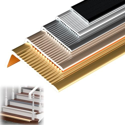 Antidérapant Nez De Marche En Aluminium, Forme En L Profilé De Protection D'angle，Baguette De Finition, Sécurité Protecteur De Bord D'escalier Bordure D'escalier, Imperméable Antidérapant(Purple-gold,