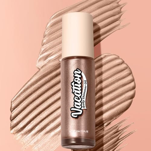 KARLOR Körper Schimmer Öl Gesicht Highlighter Öil Body Highlighter Schimmer Glow Body Face Shimmer Glitzer Makeup Sparkle Liquid Body Glitter Illumination Hydration(05#chamgpagne)