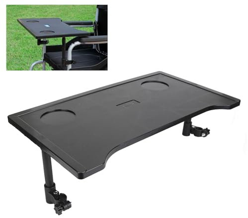 Table de Plateau pour Fauteuil Roulant, Plateau Amovible pour Fauteuil Roulant, Plateau pour Fauteuil Roulant avec Porte-gobelets pour Manger, Lire, Se Reposer