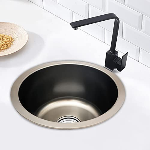 Fregadero redondo negro fregadero redondo fregadero fregadero fregadero de renovación de cocina lavabo individual para baño verduras y fregadero lavar 1 lavabo
